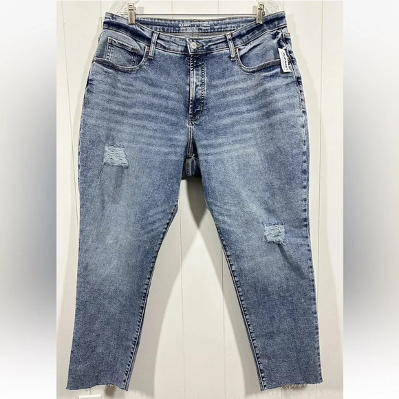 NWT Old Navy High Rise Curvy O.G. Straight Secret Smooth Pockets Blue Sz 18 - Picture 1 of 13